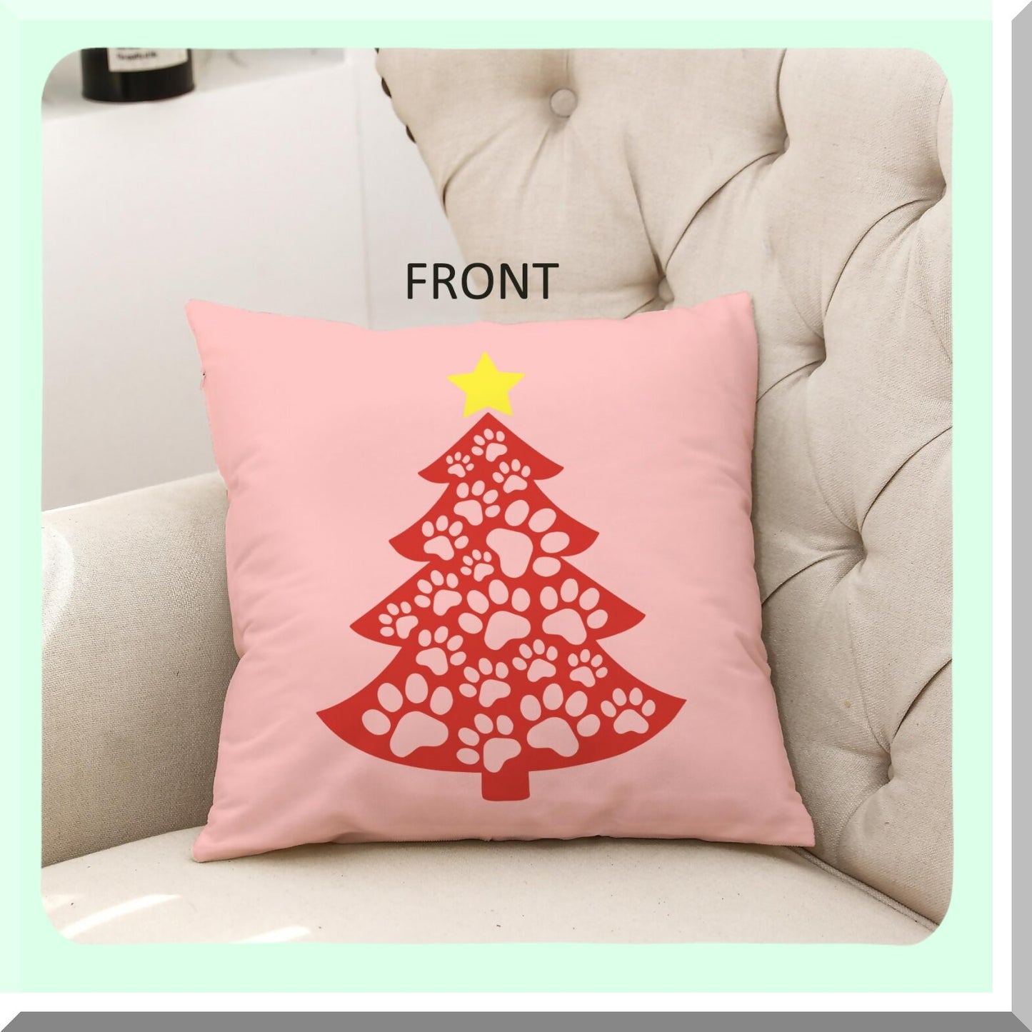 DoggyDream Reversible Pillow Covers - 18x18 Pink Decorations for Dog Room & Bedroom. Perfect Dog Lovers Gifts with Pink, Green, and Red accents.