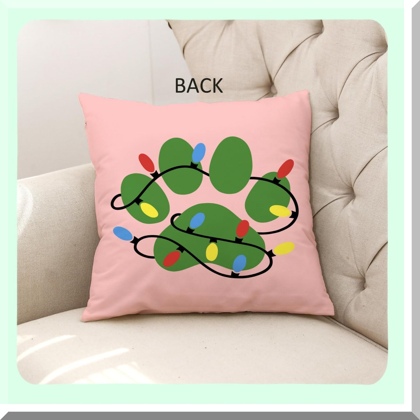 DoggyDream Reversible Pillow Covers - 18x18 Pink Decorations for Dog Room & Bedroom. Perfect Dog Lovers Gifts with Pink, Green, and Red accents.