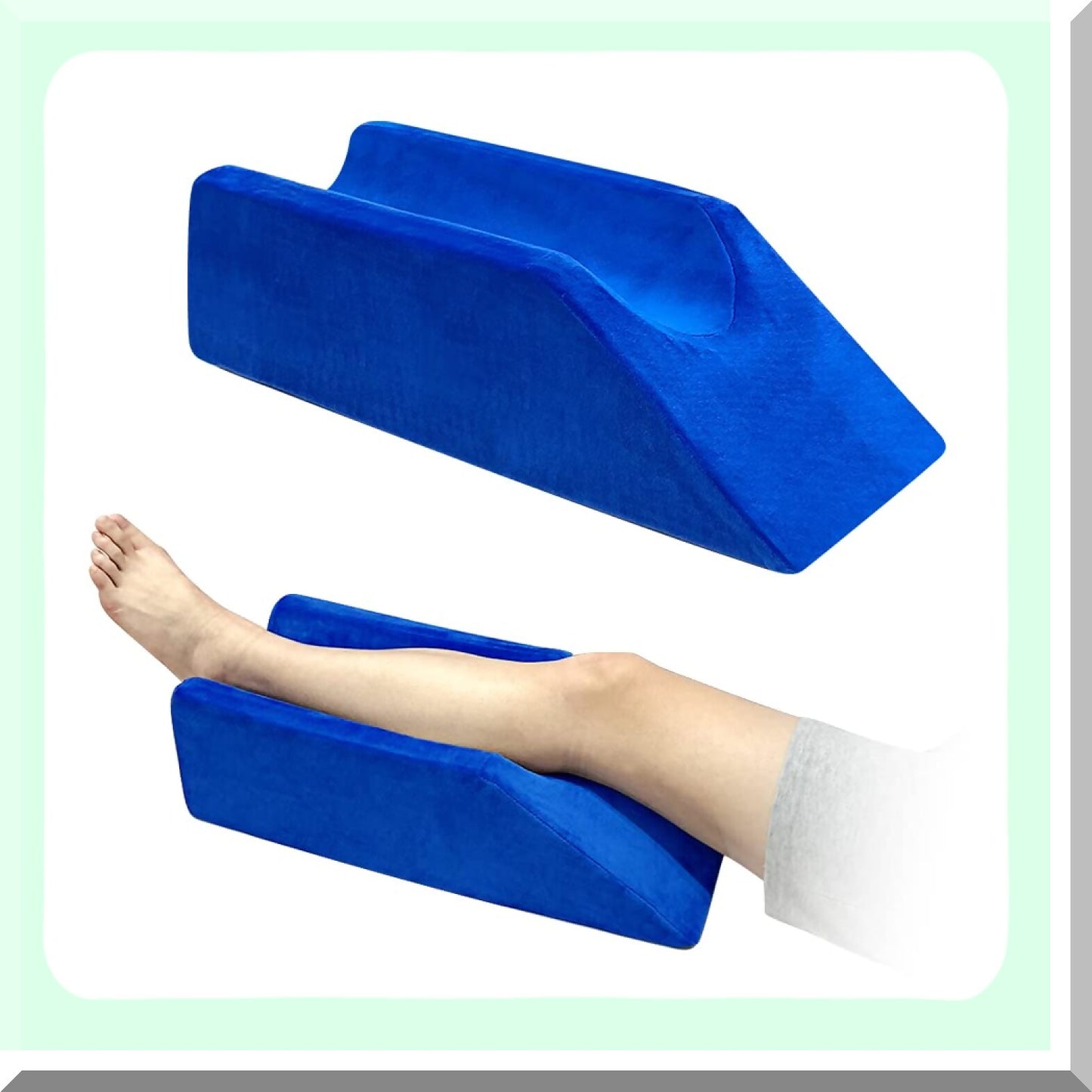 OrthoRest Leg Elevator Pillow - Knee Support Cushion for Surgery Recovery & Sleeping - Ankle Post Surgery Foot Rest Wedge - Medical Foam Leg Positioning Pillow - Blue, 50cm