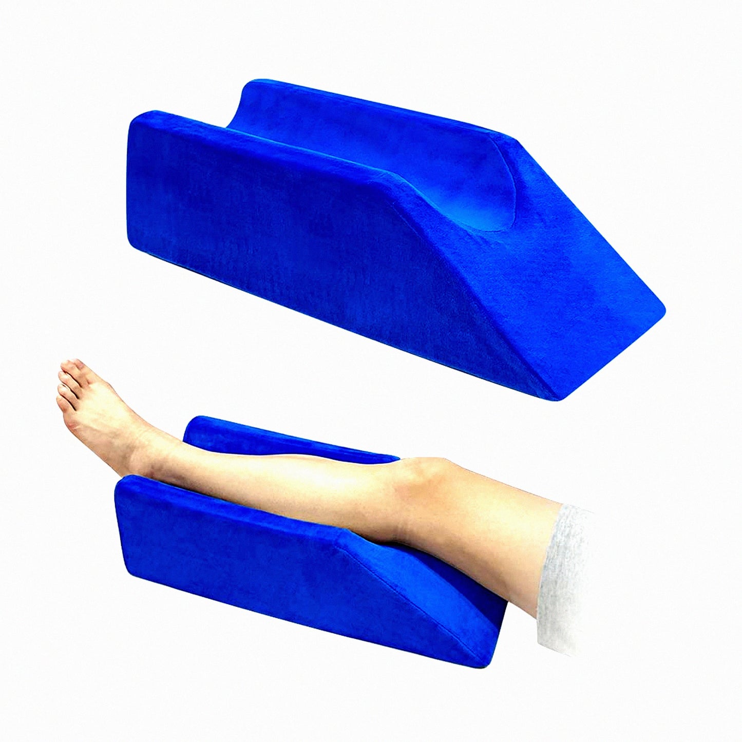 OrthoRest Leg Elevator Pillow - Knee Support Cushion for Surgery Recovery & Sleeping - Ankle Post Surgery Foot Rest Wedge - Medical Foam Leg Positioning Pillow - Blue, 50cm