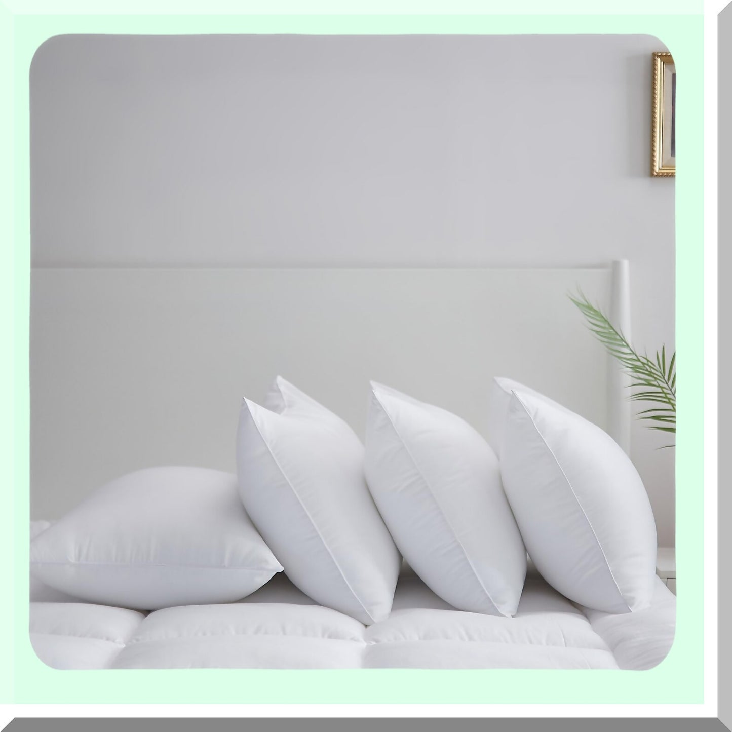 PlushDreams Hotel Comfort Pillows - Super Soft Fiber Fill Inserts for Stomach & Back Sleepers. Breathable & Cozy Bedding Set of 4, White Standard Size.