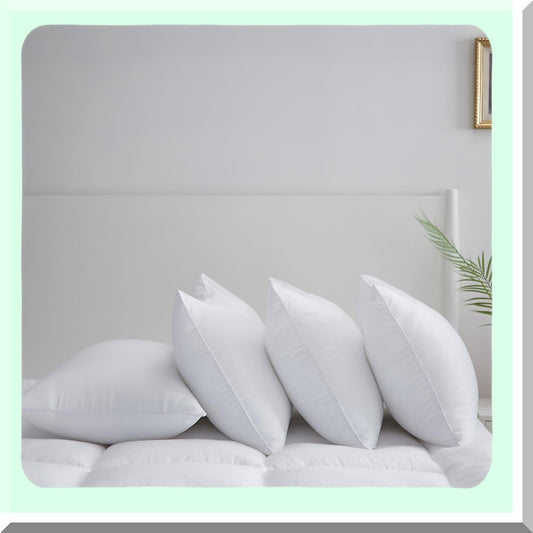 PlushDreams Hotel Comfort Pillows - Super Soft Fiber Fill Inserts for Stomach & Back Sleepers. Breathable & Cozy Bedding Set of 4, White Standard Size.