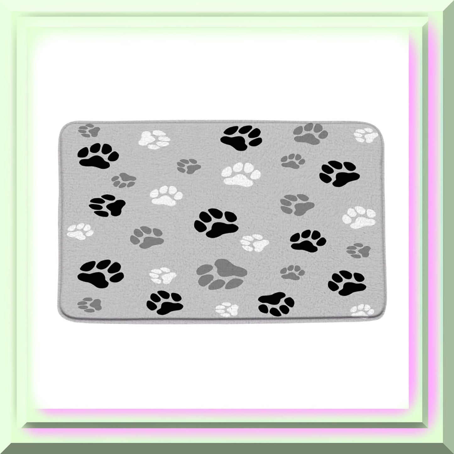Dog Paw Print Bath Mat 17.8"x29.5" Black Grey White