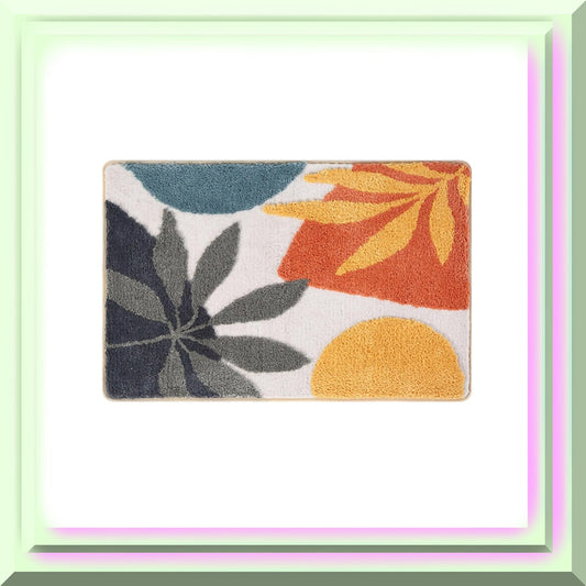 Boho Plant Abstract Bath Mat 16x24in