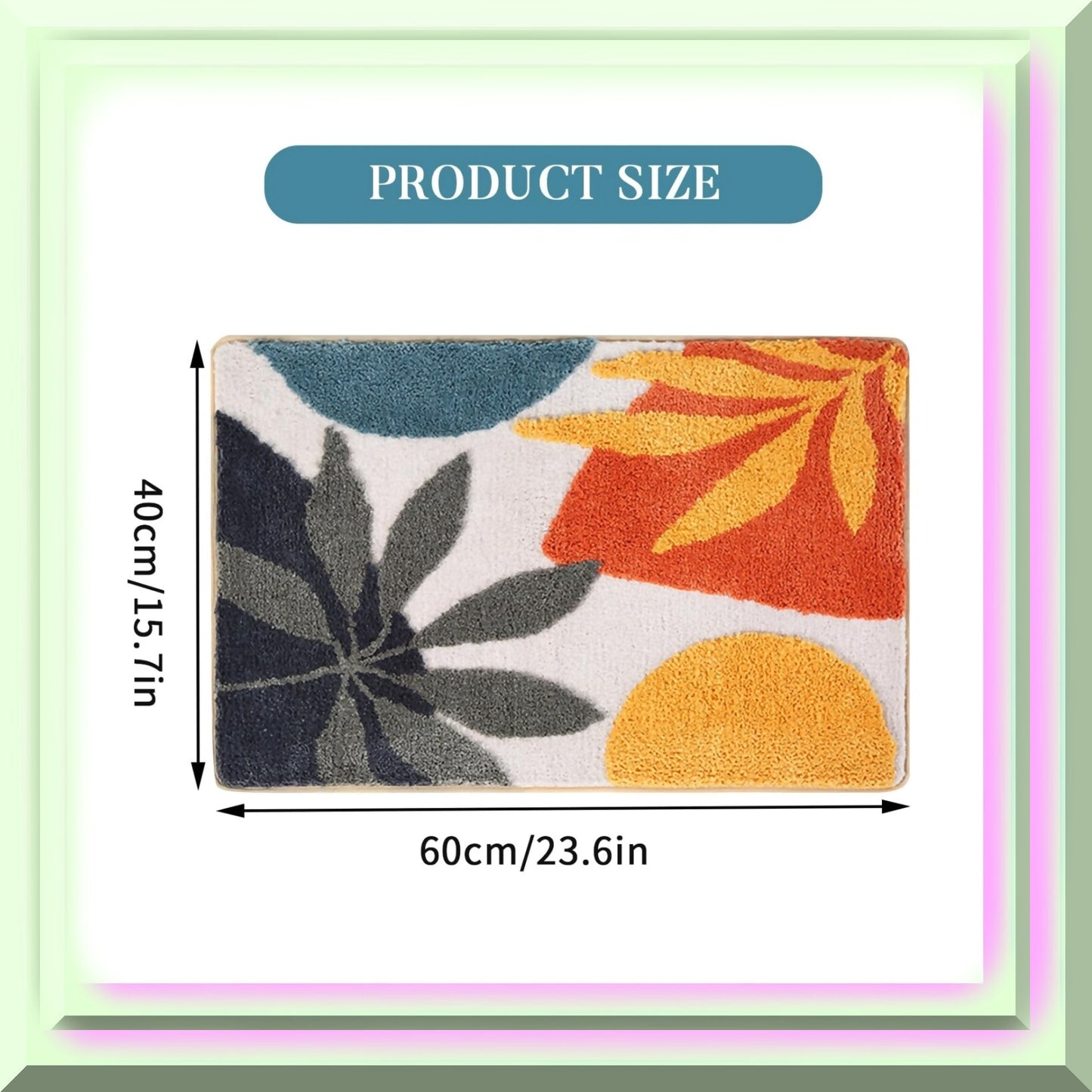 Boho Plant Abstract Bath Mat 16x24in