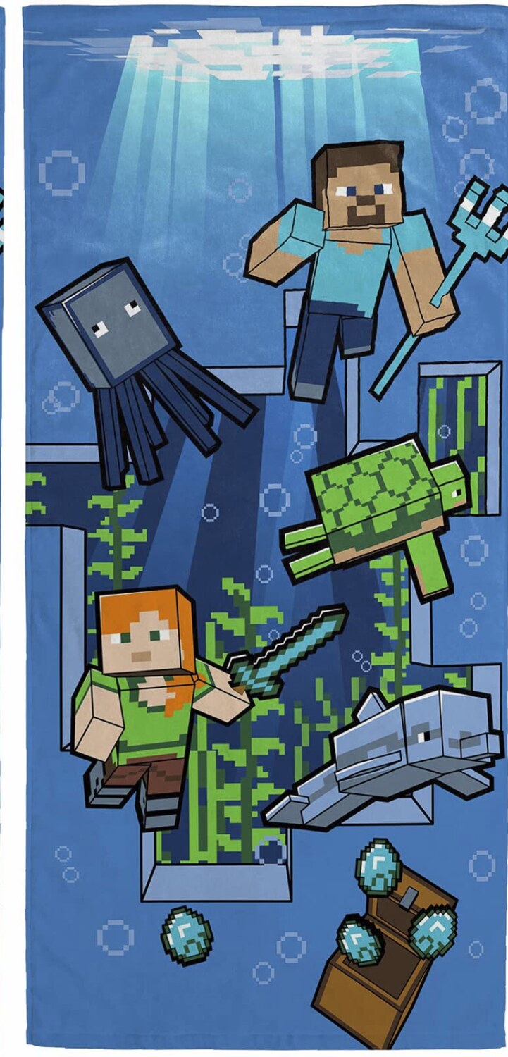 Minecraft Underwater Adventure Cotton Towel 28x58 inches