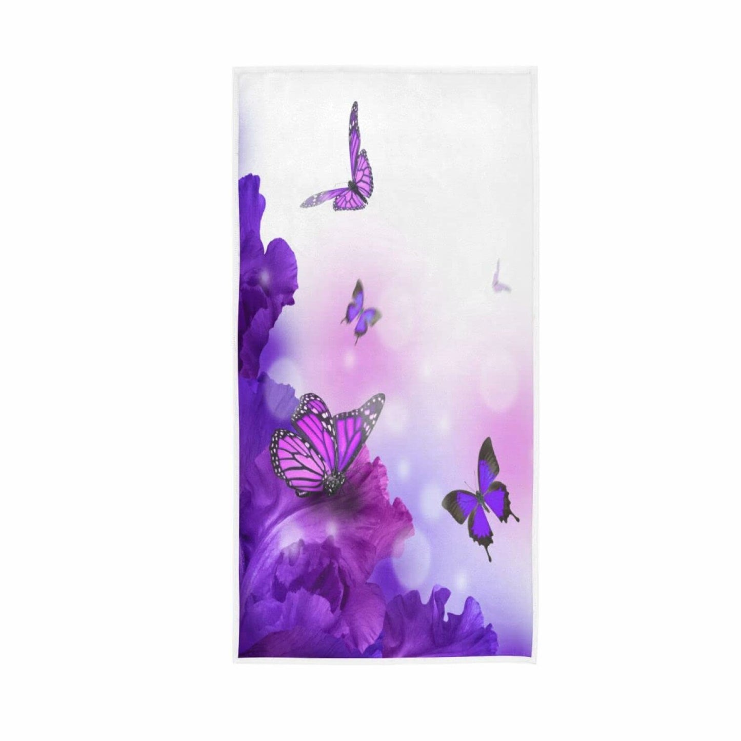 Purple Butterfly Flowers Hand Towel 15x30 Inch