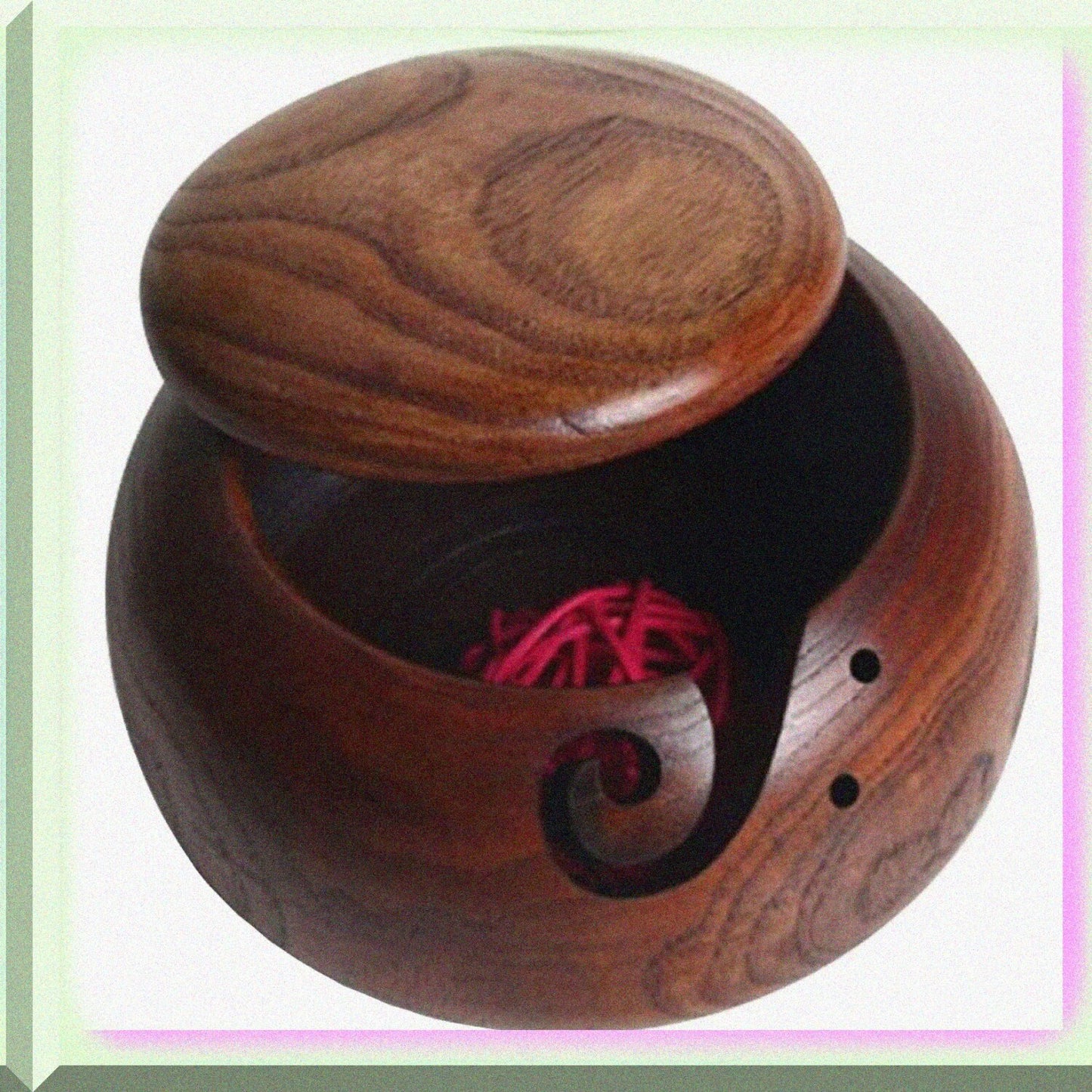 Wooden Yarn Bowl 6.3'' with Lid