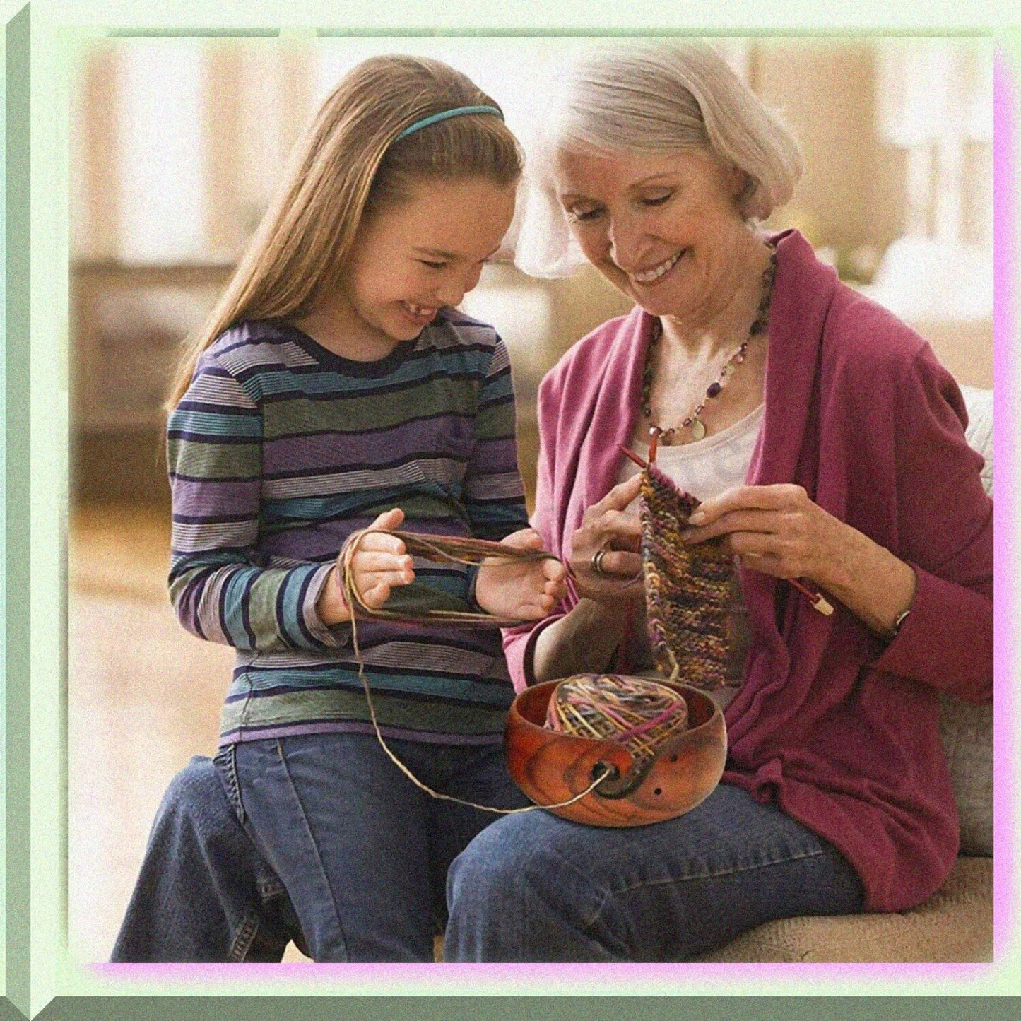 Wooden Yarn Bowl 6.3'' with Lid