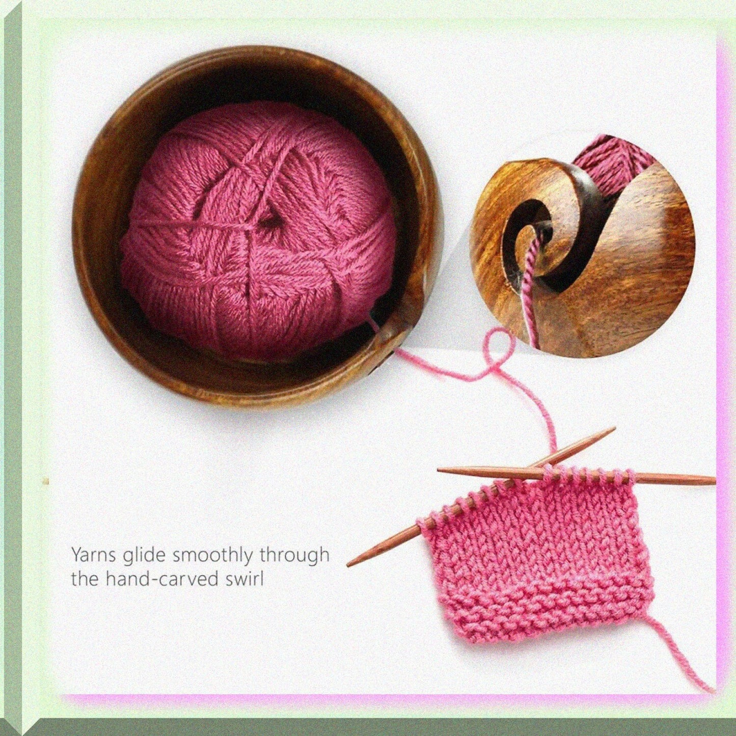 Wooden Yarn Bowl 6.3'' with Lid