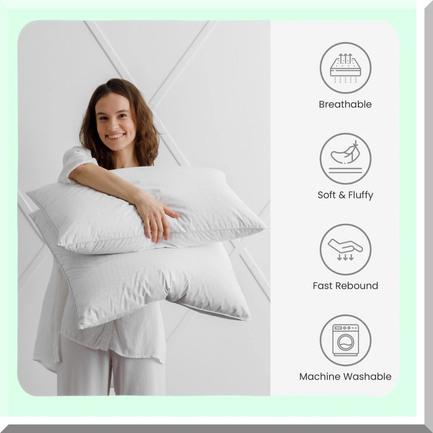 CozyDreams Plush Pillow Set - 2 Pack Standard Size, Premium Support for Side, Back, Stomach Sleepers - Breathable Down Alternative, 20x26in