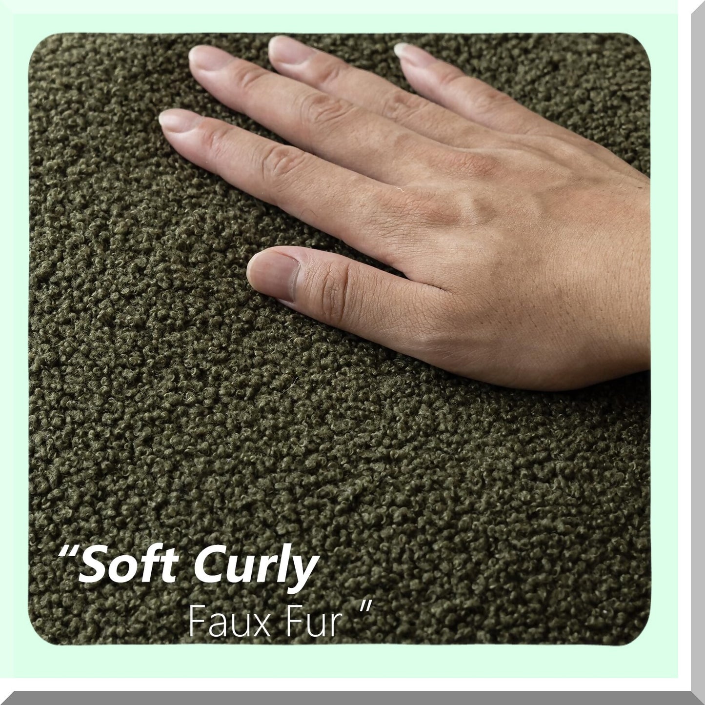 CozyCurly Plush Pillowcase Set - 2 Pack Soft Cushion Covers with Zipper for Living Room Couch Bed Sofa. Fluffy Boho Decorative Throw Pillows in Moss Green, 18 x 18 Inch.