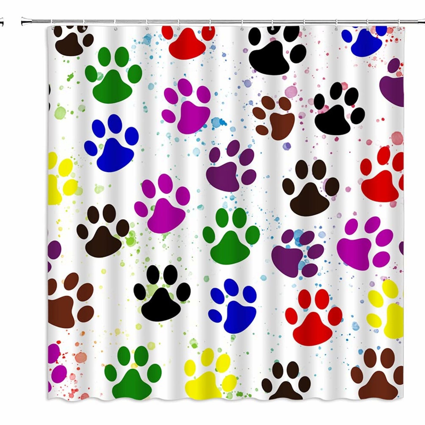 Dog Paws Shower Curtain 70" x 70" Fabric Bathroom Decor