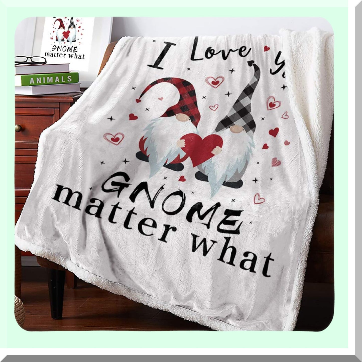 CozySherpa Fleece Blanket - Plush, Warm, Fuzzy Throw for Couch, Bed, Camping, Nursery - Perfect for Women & Men (Twin, 40x50 inch, Gnome Love)