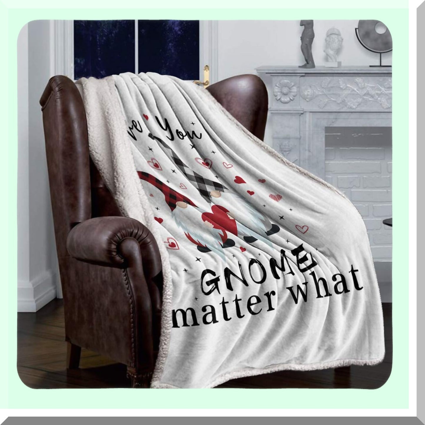 CozySherpa Fleece Blanket - Plush, Warm, Fuzzy Throw for Couch, Bed, Camping, Nursery - Perfect for Women & Men (Twin, 40x50 inch, Gnome Love)