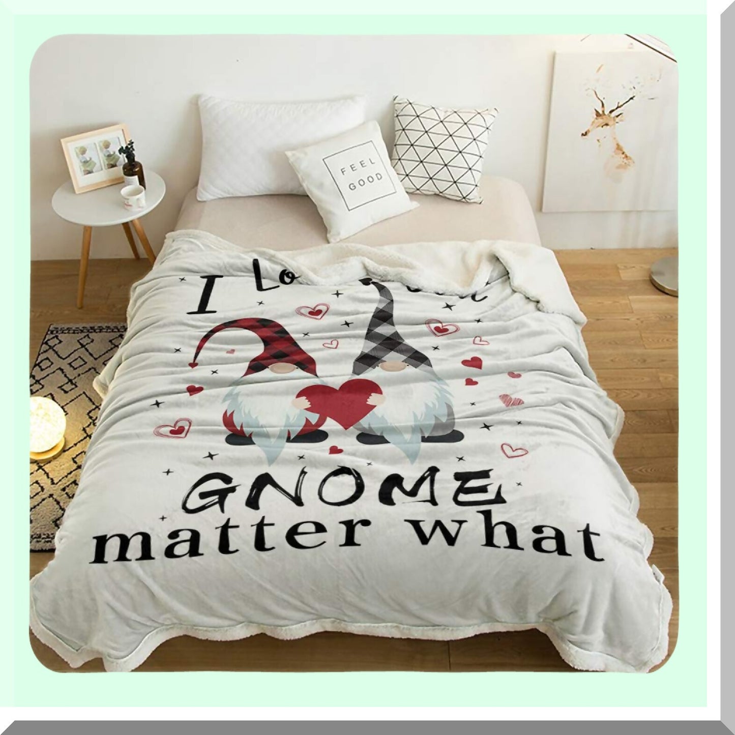 CozySherpa Fleece Blanket - Plush, Warm, Fuzzy Throw for Couch, Bed, Camping, Nursery - Perfect for Women & Men (Twin, 40x50 inch, Gnome Love)