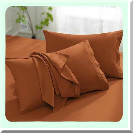 UltraSoft Caramel Pumpkin Microfiber Pillowcase Set - 1800 Thread Count Standard Size Pillow Covers - Wrinkle Resistant Envelope Closure - 20" x 26"