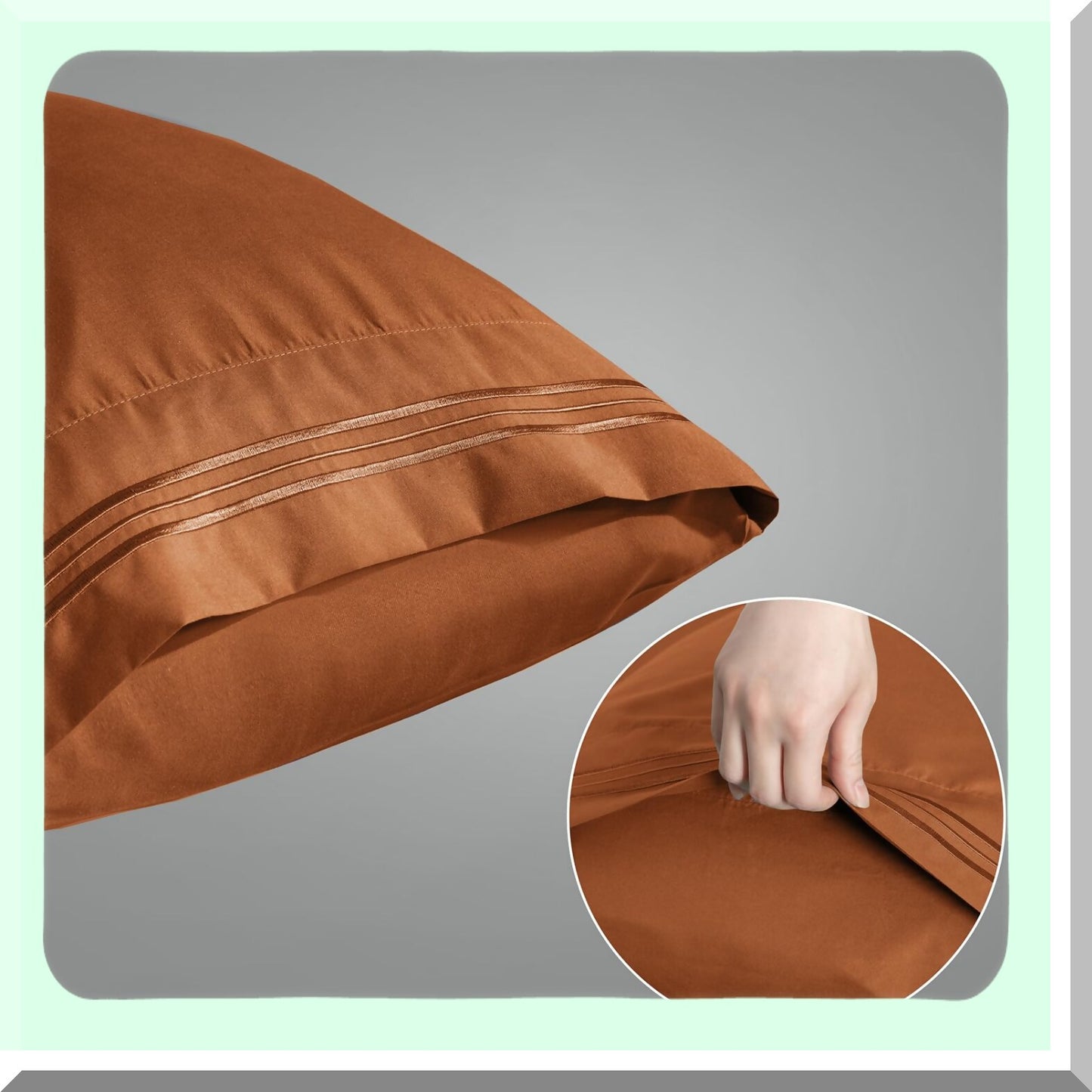 UltraSoft Caramel Pumpkin Microfiber Pillowcase Set - 1800 Thread Count Standard Size Pillow Covers - Wrinkle Resistant Envelope Closure - 20" x 26"