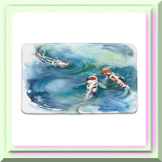 Koi Fish Bath Mat Red 18x30 Inch