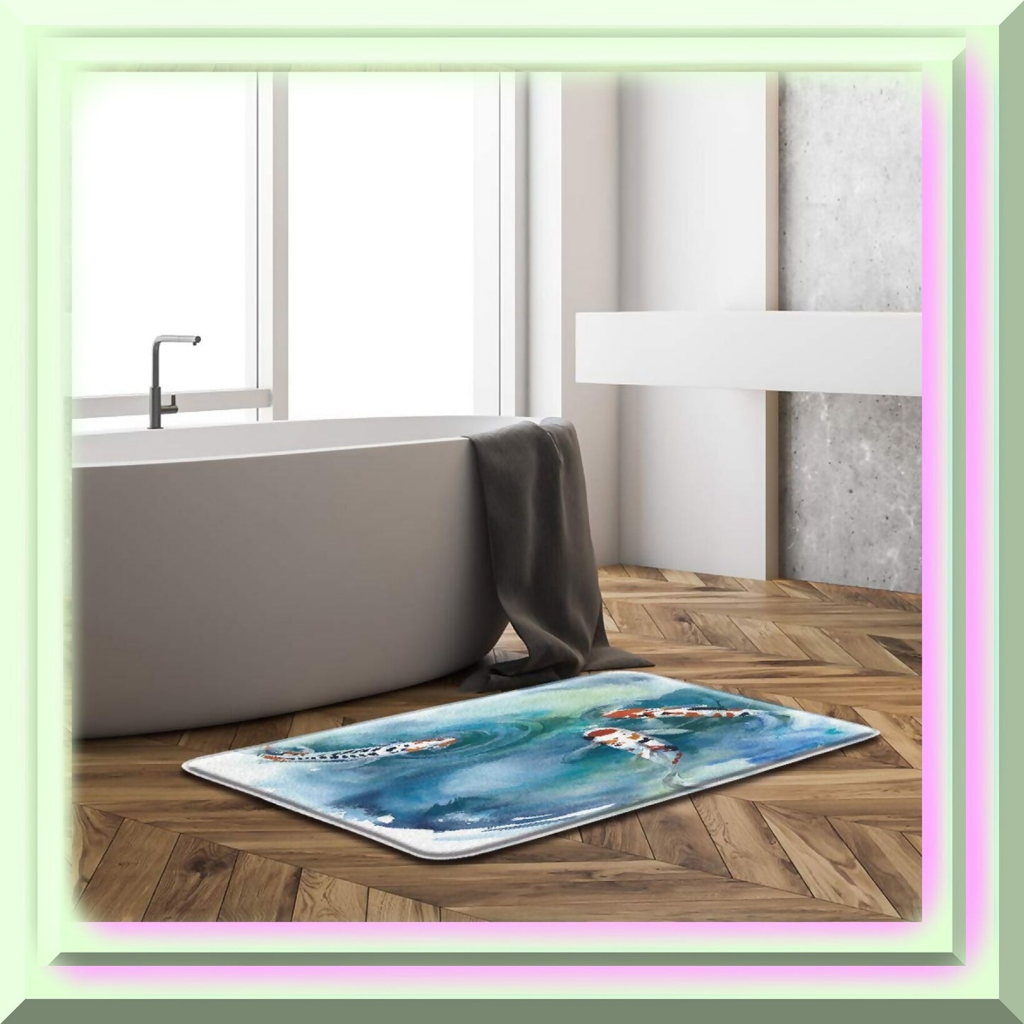 Koi Fish Bath Mat Red 18x30 Inch