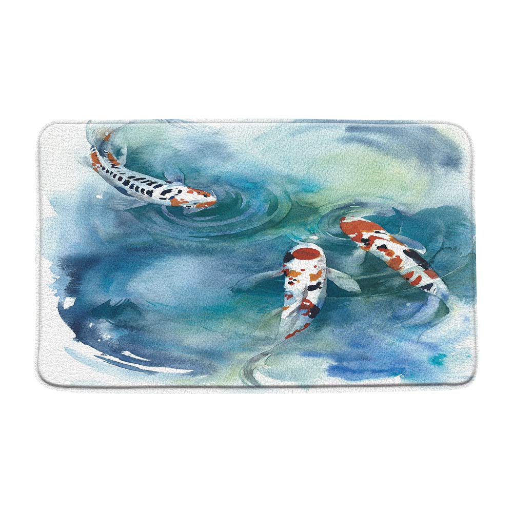 Koi Fish Bath Mat Red 18x30 Inch
