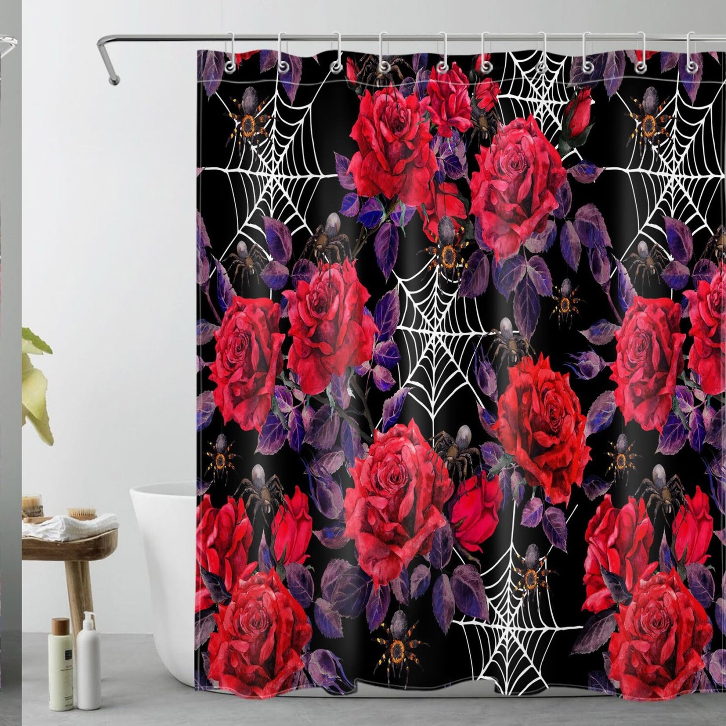 Red Rose Waterproof Shower Curtain 60x72 inches