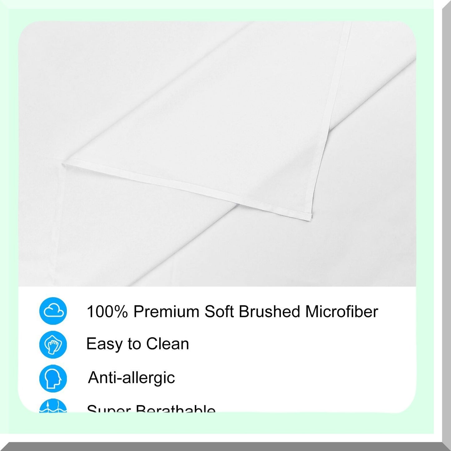 BreathEasy Flat Sheet Set - 2-Pack Super Soft Microfiber Bedding - Wrinkle Free Lightweight Bed Sheet - Easy Care Machine Washable - White Queen Size