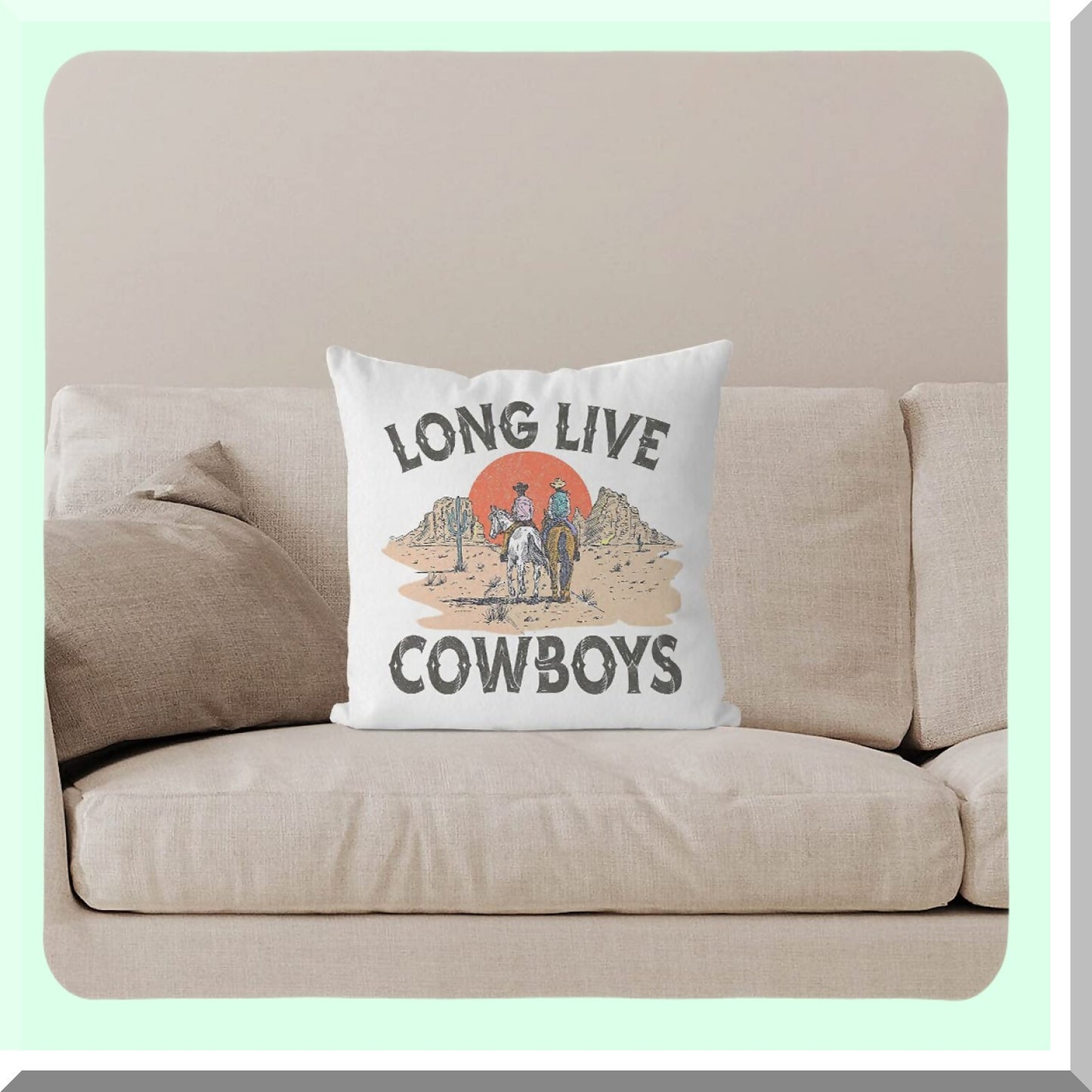 Wild West Cowboy Dream Pillow Cover - 18X18 Inch Western Cowboy Throw Cushion Case for Dorm Teen Boys Room Decor - Long Live Cowboy Theme