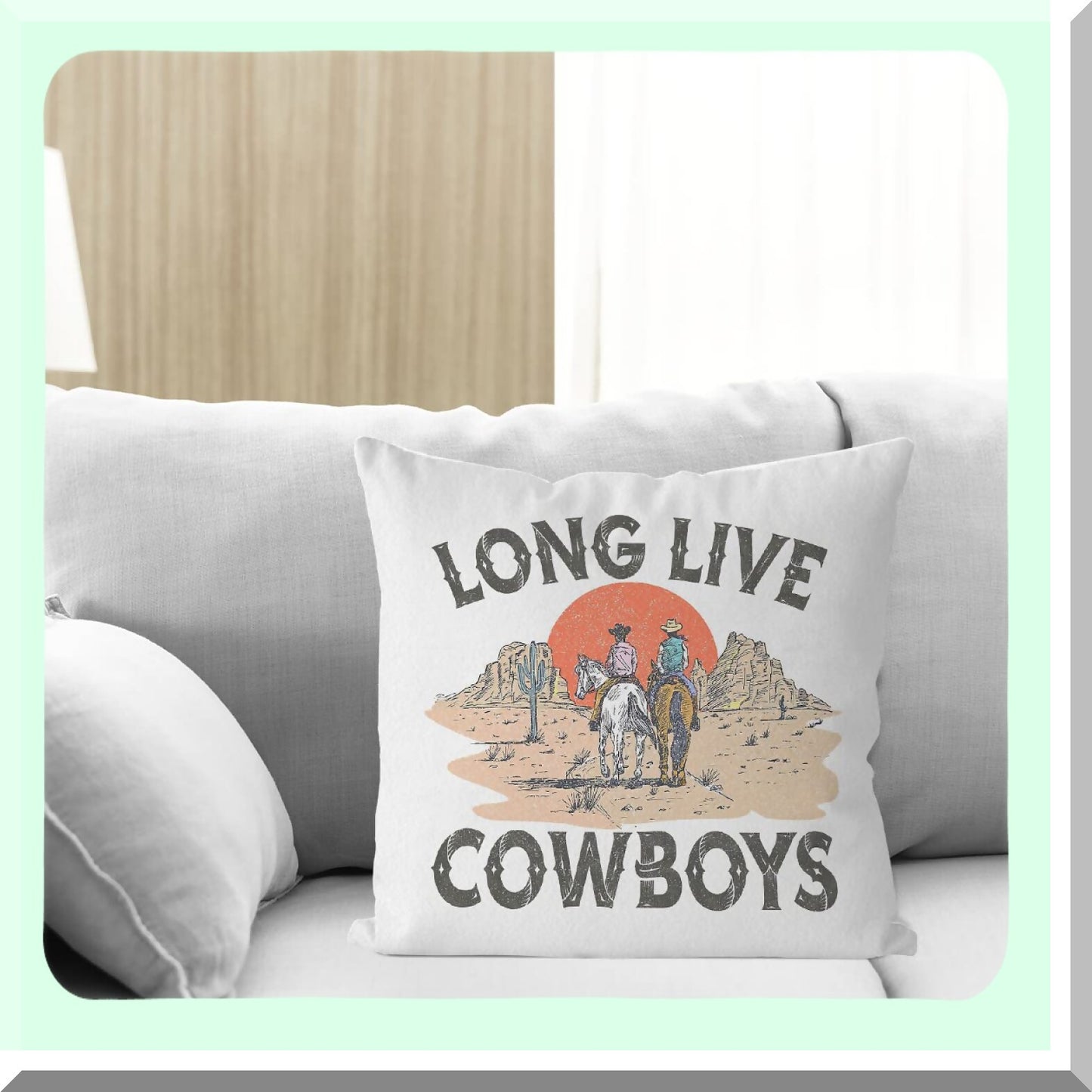 Wild West Cowboy Dream Pillow Cover - 18X18 Inch Western Cowboy Throw Cushion Case for Dorm Teen Boys Room Decor - Long Live Cowboy Theme