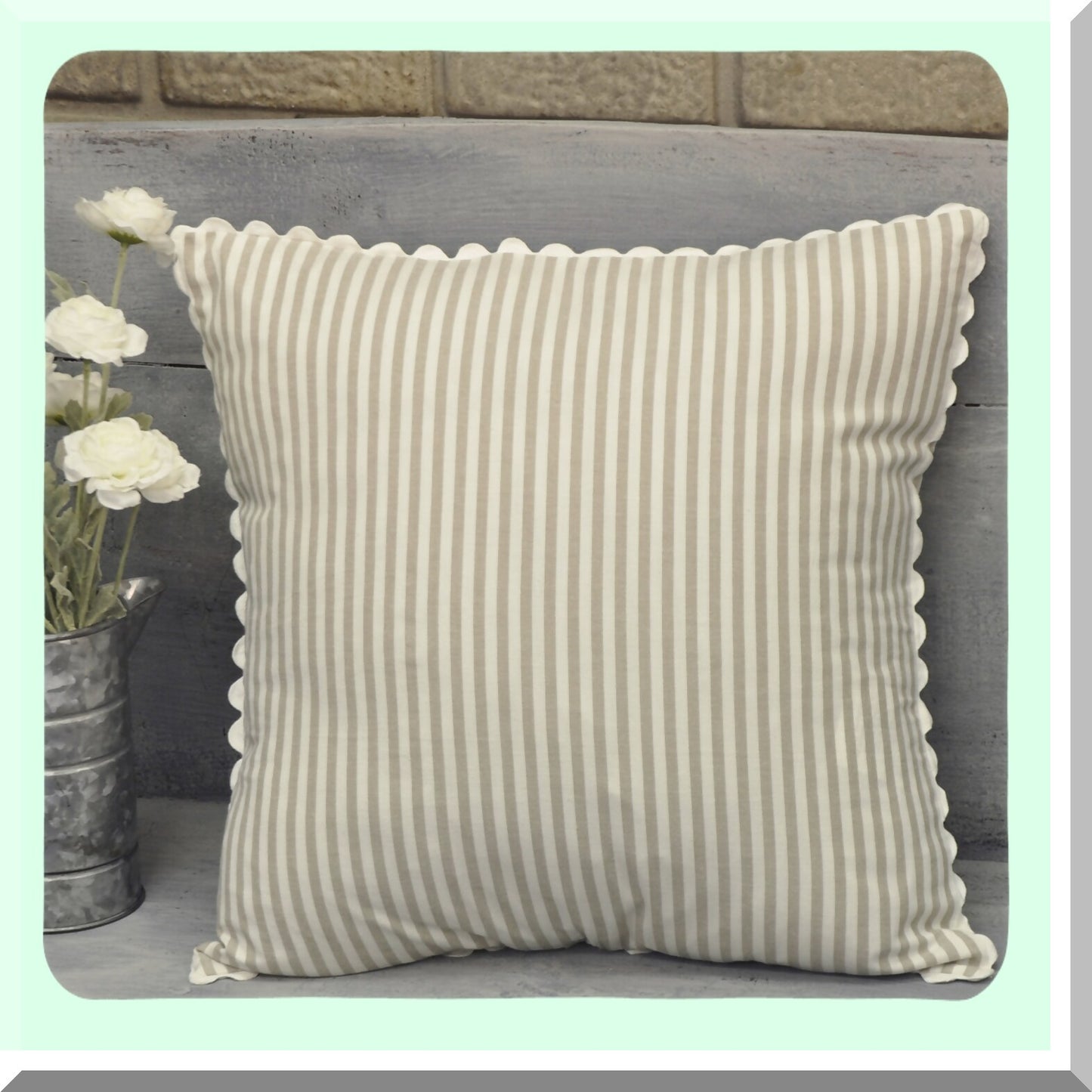 Rustic Chic Taupe Ticking Pillow Cover - 18x18 - Farmhouse Decor - Neutral Home Accent - Country Style Cushion Case