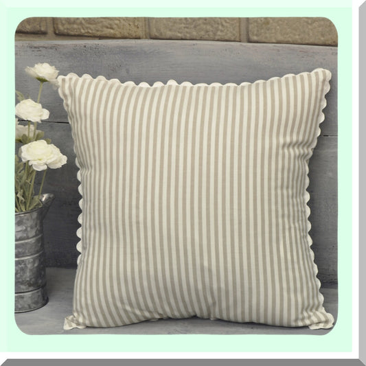 Rustic Chic Taupe Ticking Pillow Cover - 18x18 - Farmhouse Decor - Neutral Home Accent - Country Style Cushion Case