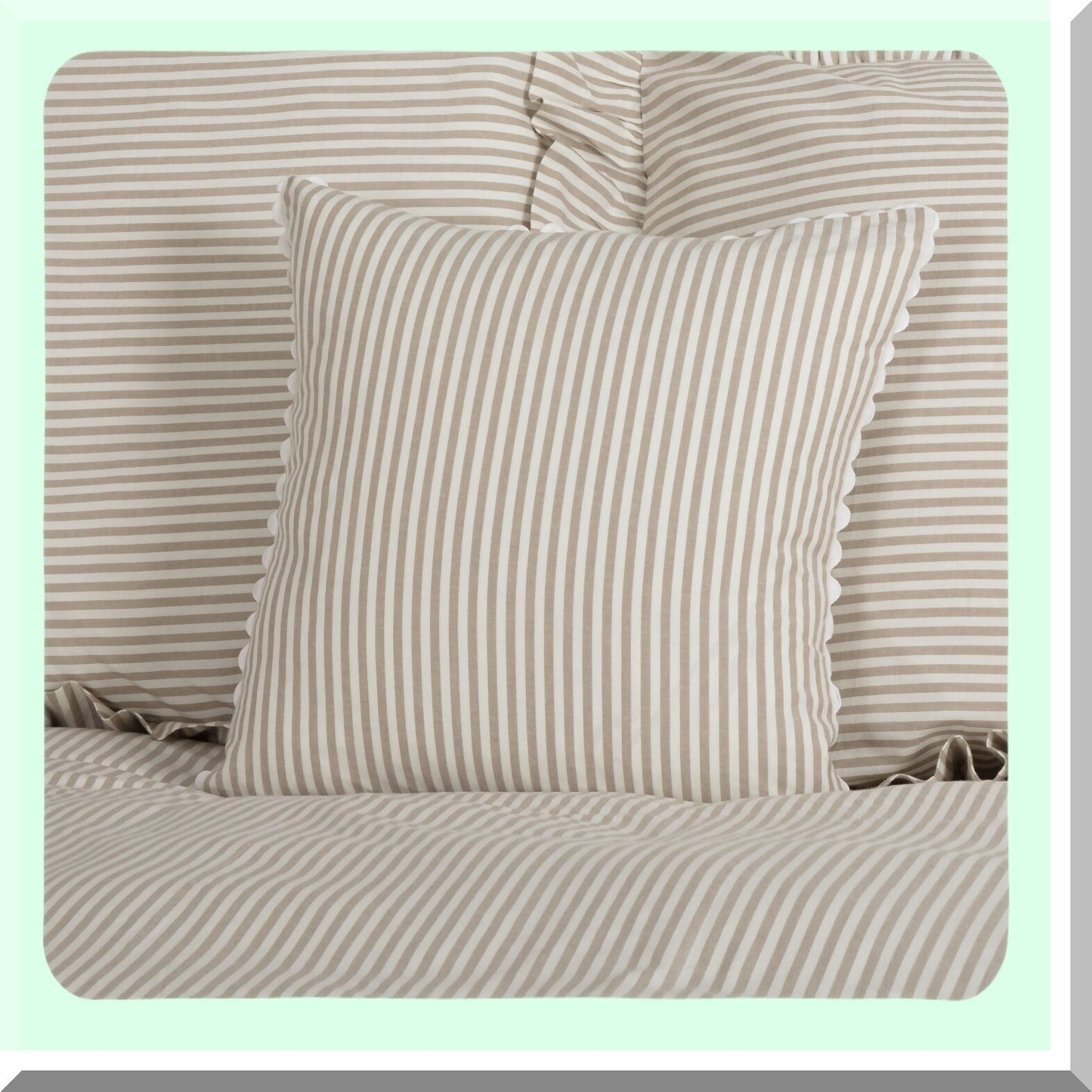 Rustic Chic Taupe Ticking Pillow Cover - 18x18 - Farmhouse Decor - Neutral Home Accent - Country Style Cushion Case