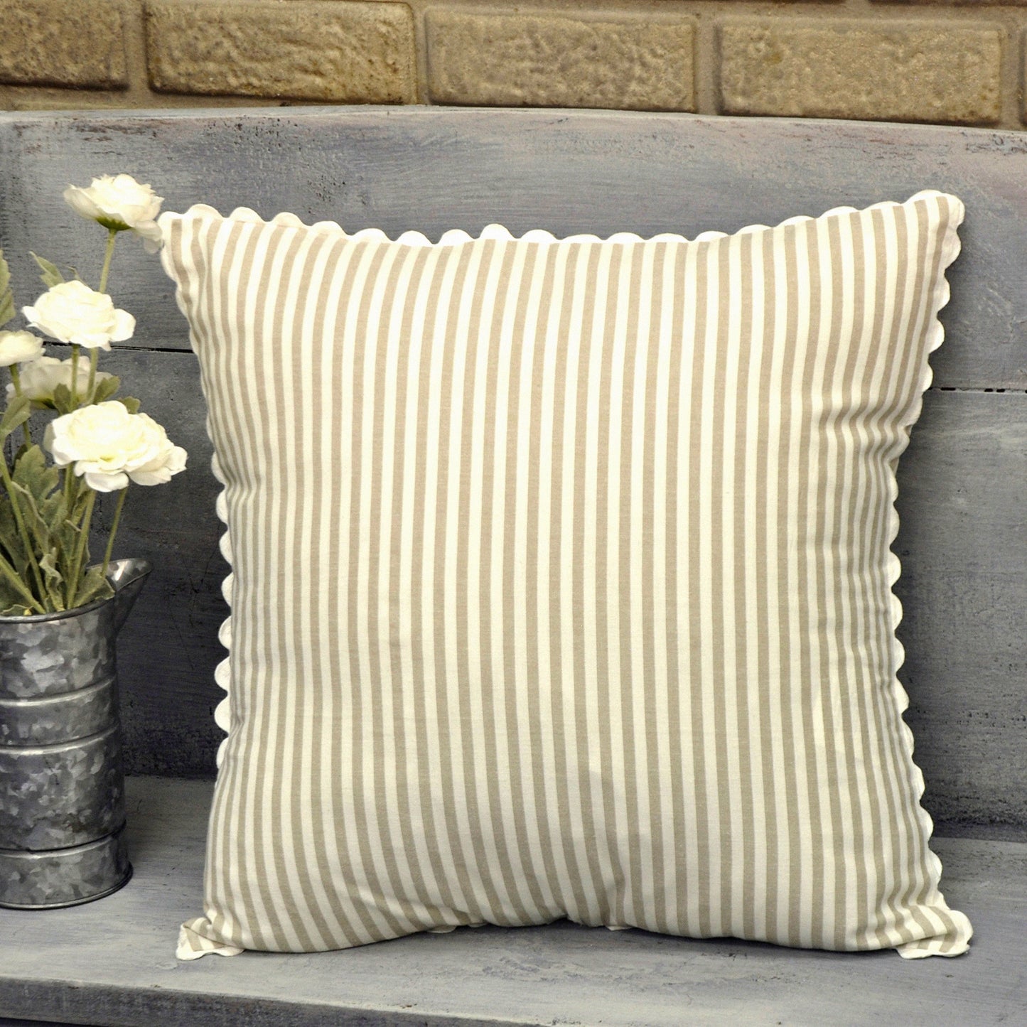Rustic Chic Taupe Ticking Pillow Cover - 18x18 - Farmhouse Decor - Neutral Home Accent - Country Style Cushion Case