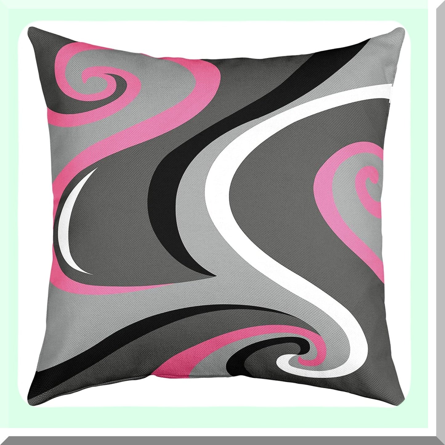 Pink Grey Stripes Geometric Square Pillow Covers Set - Modern Art Cushion Cases for Couch Sofa Bedroom Living Room - Decorative Striped Pillowcases 16x16 Inches Pack of 4