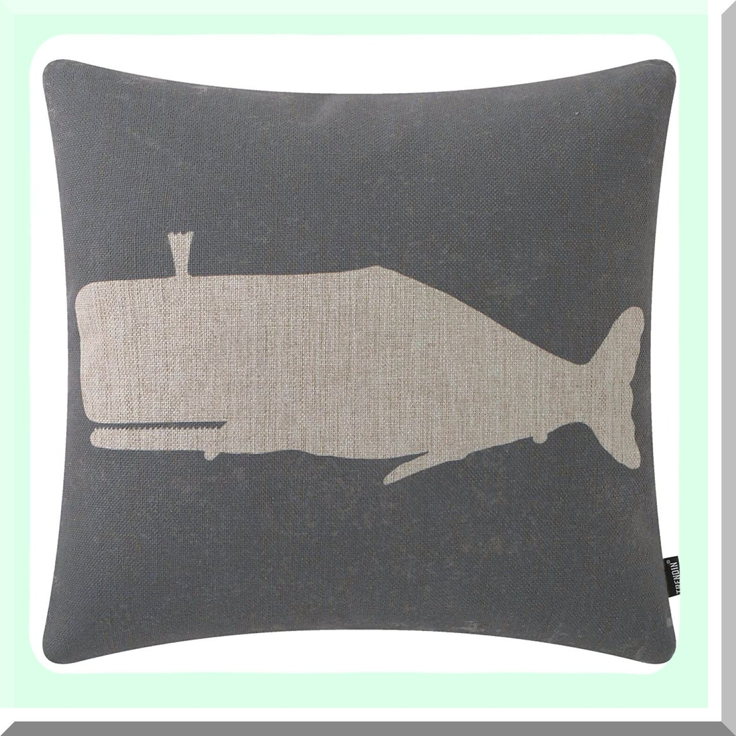 Oceanic Dream Pillowcase - Whale Decorative Cushion Cover for Sofa, Couch, Bed - Sea Life Nautical Linen Throw Pillow Cover 18x18 inch - PL734TR