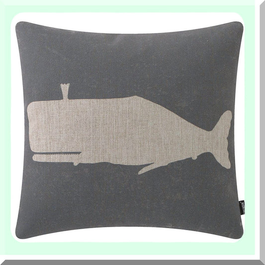 Oceanic Dream Pillowcase - Whale Decorative Cushion Cover for Sofa, Couch, Bed - Sea Life Nautical Linen Throw Pillow Cover 18x18 inch - PL734TR