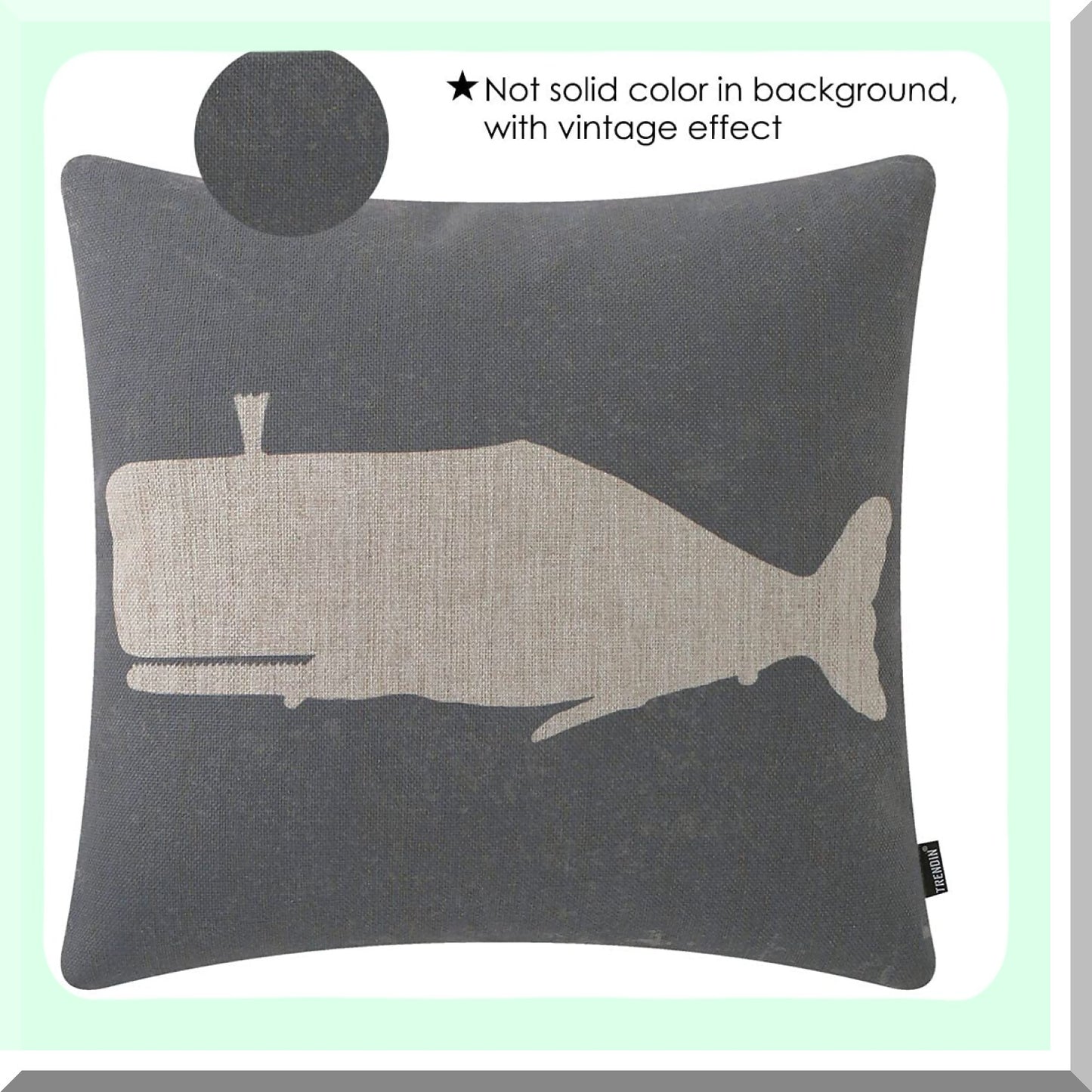 Oceanic Dream Pillowcase - Whale Decorative Cushion Cover for Sofa, Couch, Bed - Sea Life Nautical Linen Throw Pillow Cover 18x18 inch - PL734TR