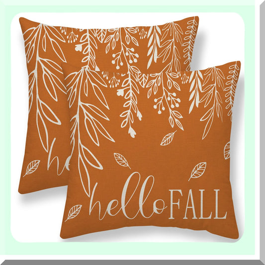Autumn Harvest Pillow Covers - Set of 2, Fall Leaves Decorative Throw Pillow Covers for Home Couch Sofa, Thanksgiving Farmhouse Cushion Case