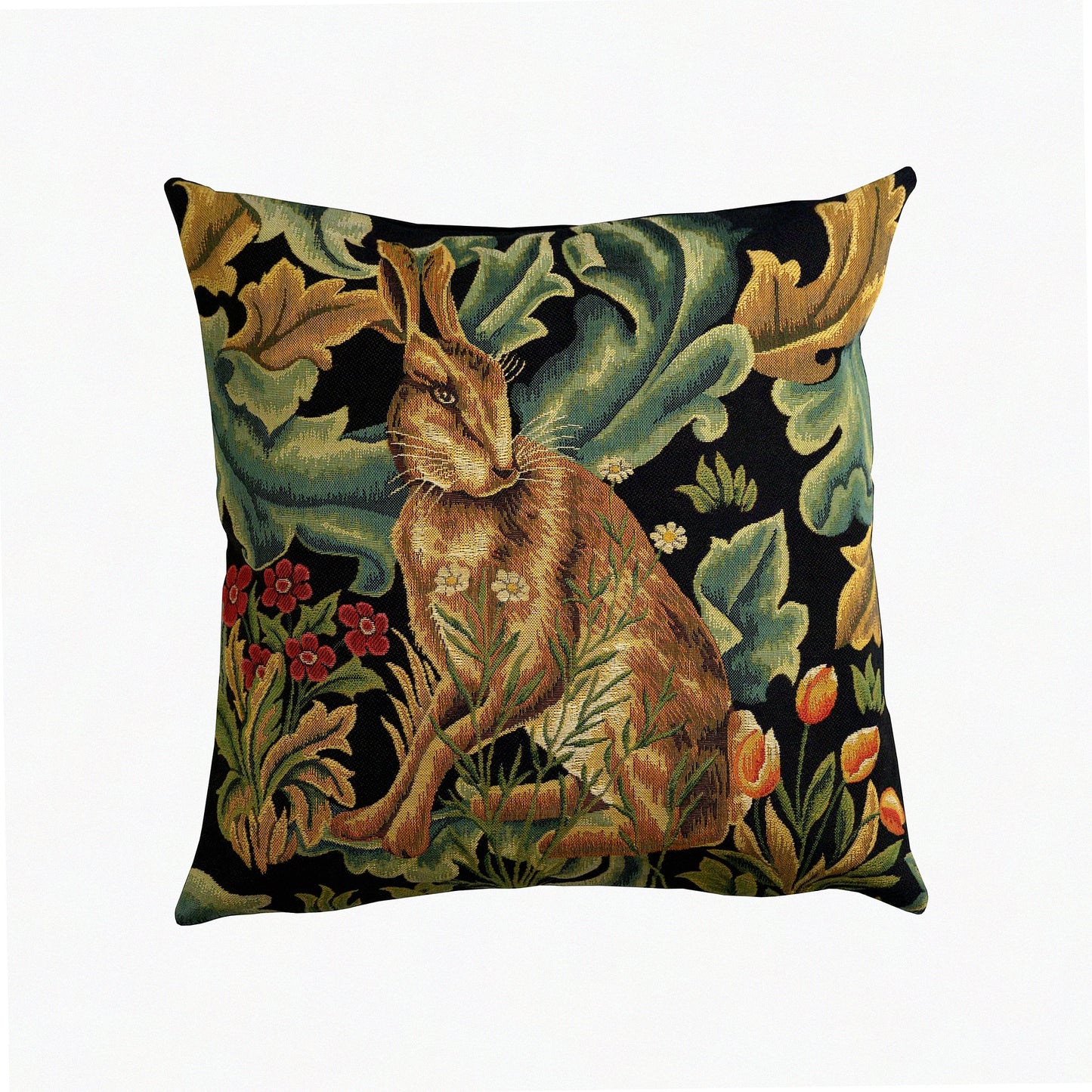 Boho Hare Jacquard Pillow Covers - Cozy Living Room Decor - 18x18 Square Cases - European Cotton - Brown Woven - Bedroom Accent