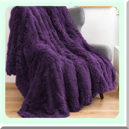 UltraSoft Purple Shaggy Throw Blanket - Cozy Plush Fuzzy Blanket for Couch, Sofa, or Bed (50"x60")"