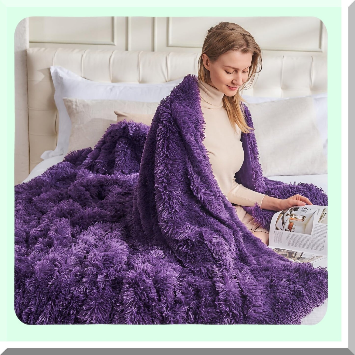 UltraSoft Purple Shaggy Throw Blanket - Cozy Plush Fuzzy Blanket for Couch, Sofa, or Bed (50"x60")"