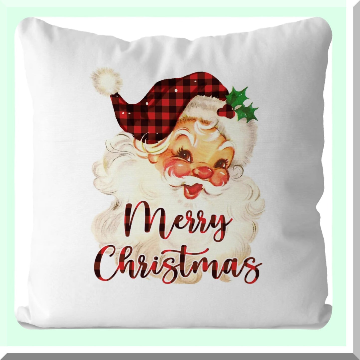 Rustic Merry Plaid Vintage Pillow Covers - Set of 2, 18x18 Red Buffalo Plaid Decorative Throw Pillow Cases for Farmhouse Home Decor