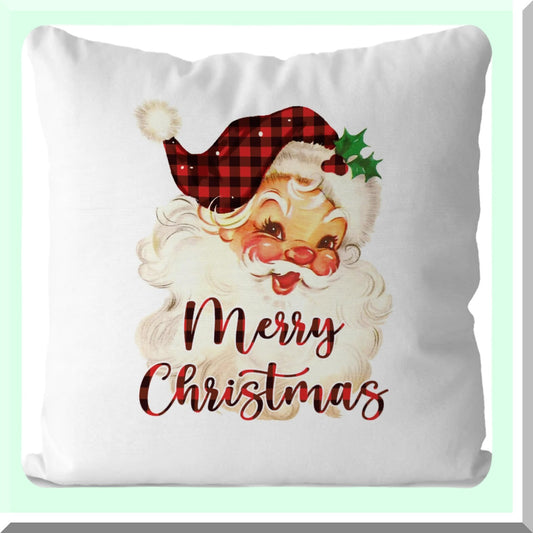 Rustic Merry Plaid Vintage Pillow Covers - Set of 2, 18x18 Red Buffalo Plaid Decorative Throw Pillow Cases for Farmhouse Home Decor