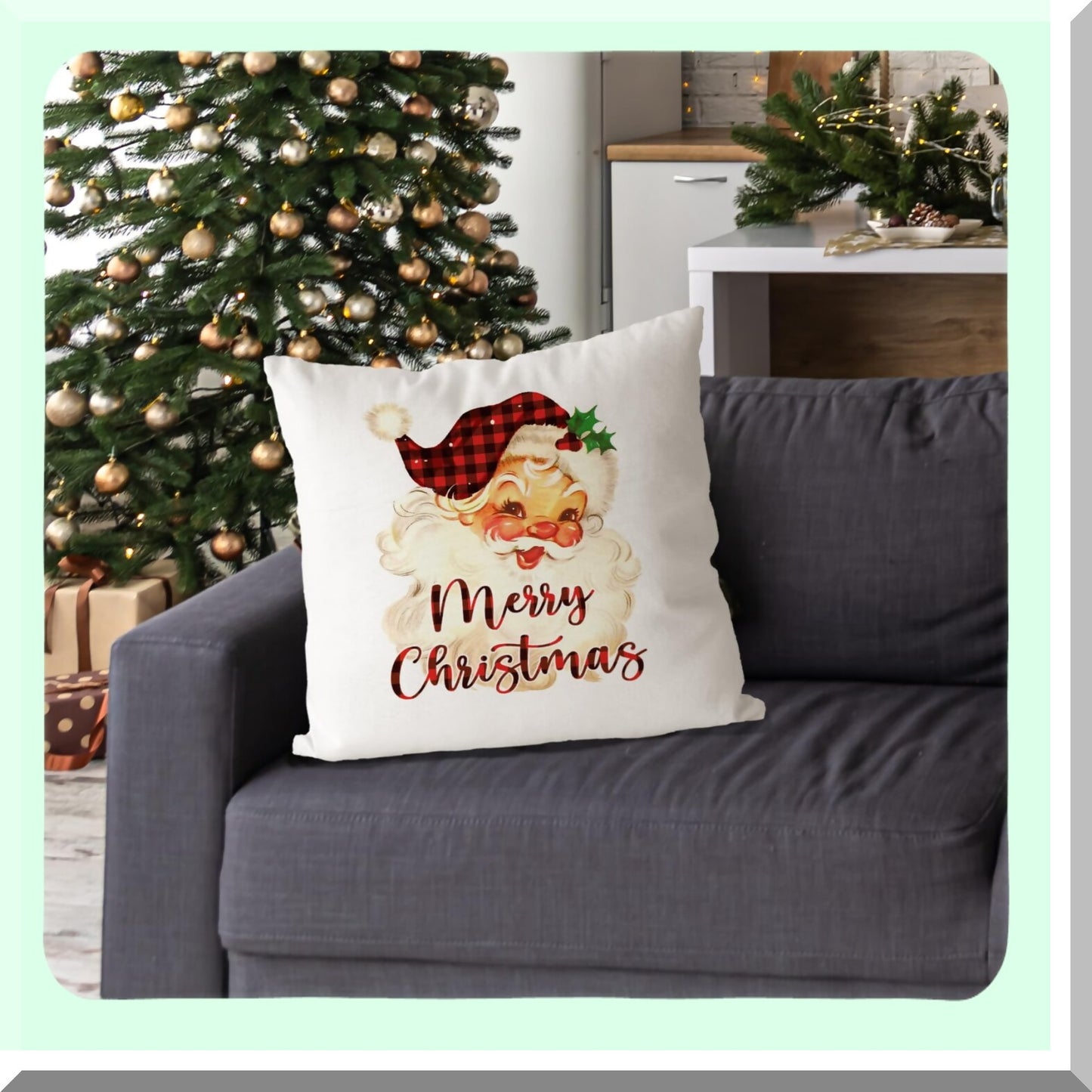 Rustic Merry Plaid Vintage Pillow Covers - Set of 2, 18x18 Red Buffalo Plaid Decorative Throw Pillow Cases for Farmhouse Home Decor