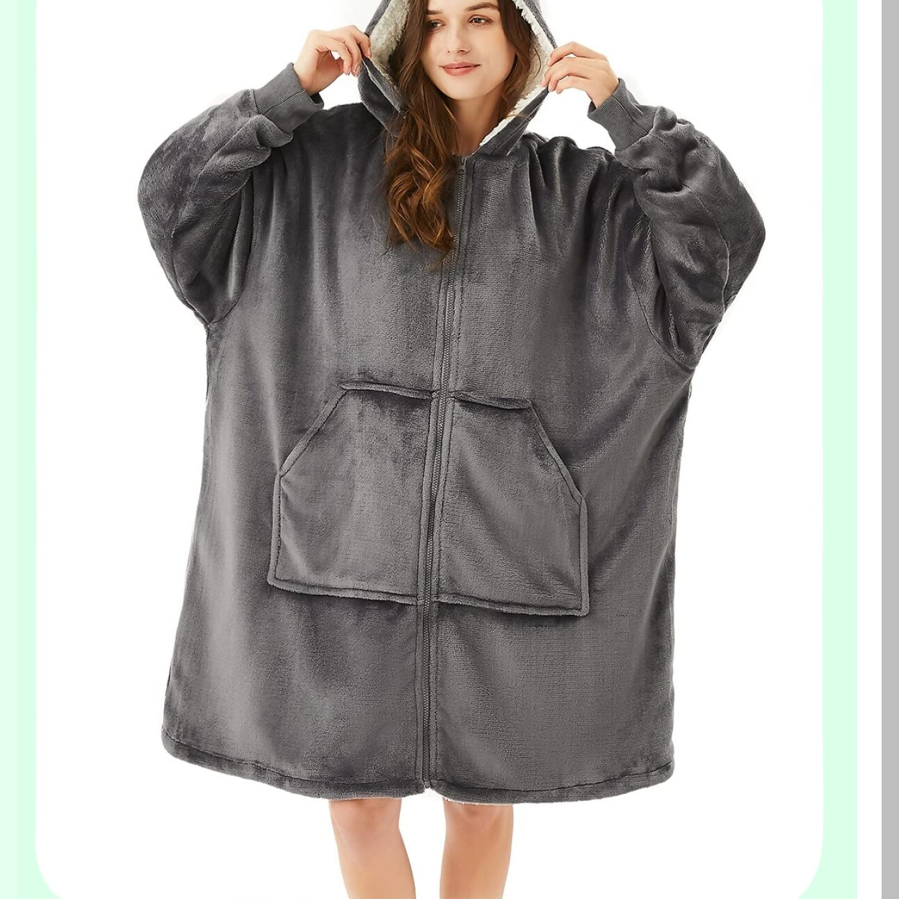 Ultimate Cozy Sherpa Hoodie: Oversized Sweatshirt with Zipper & Giant Pocket for Adults