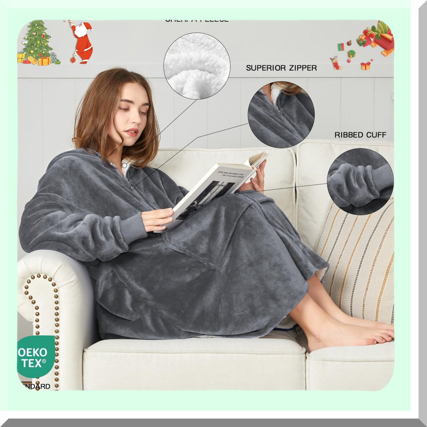 Ultimate Cozy Sherpa Hoodie: Oversized Sweatshirt with Zipper & Giant Pocket for Adults