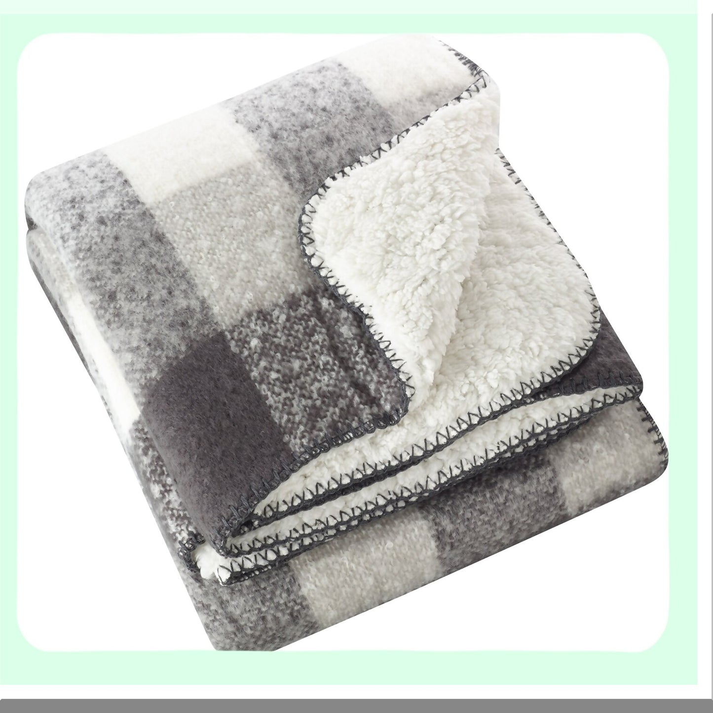 Sevan Sherpa Comfort Throw - Grey Mohair Design, 50"x60""