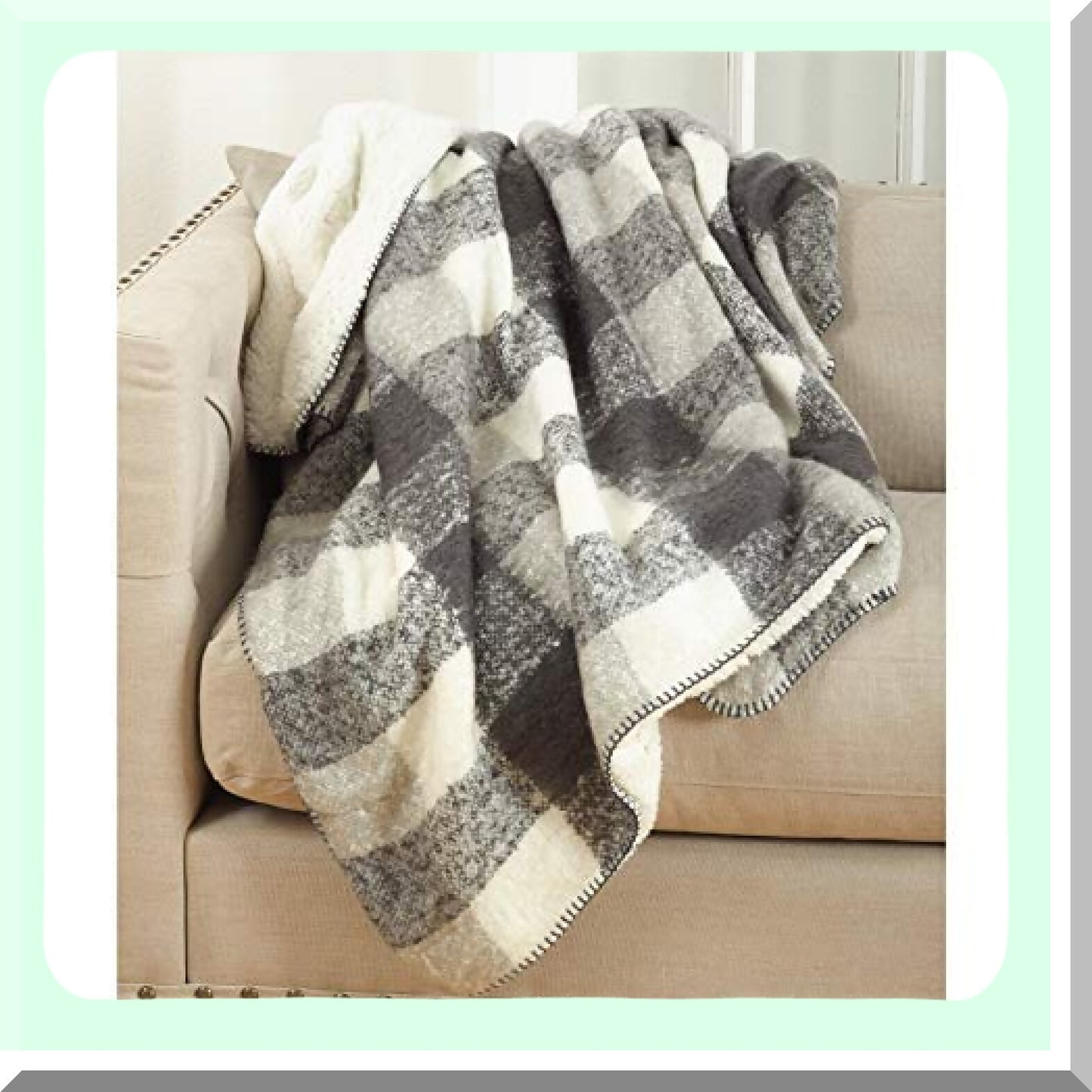 Sevan Sherpa Comfort Throw - Grey Mohair Design, 50"x60""