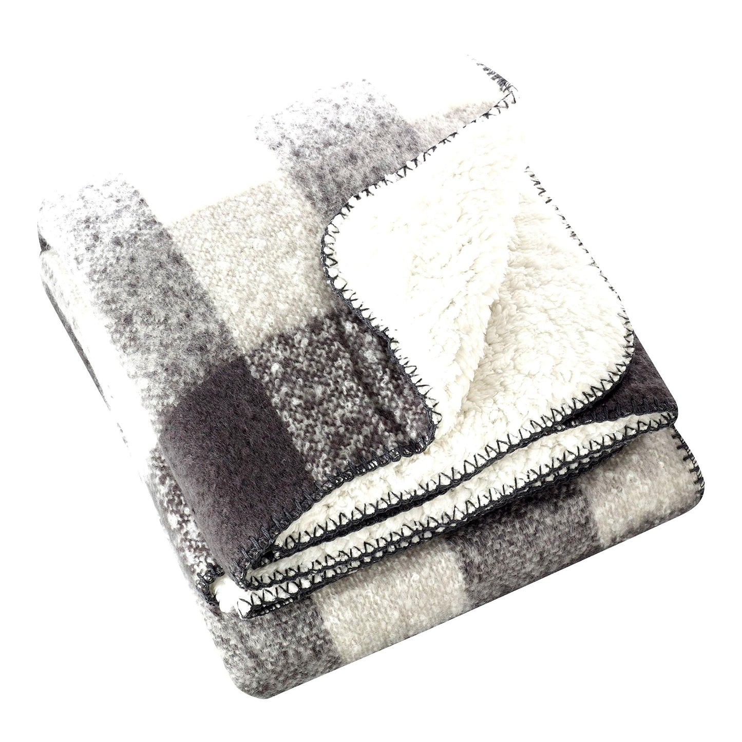 Sevan Sherpa Comfort Throw - Grey Mohair Design, 50"x60""