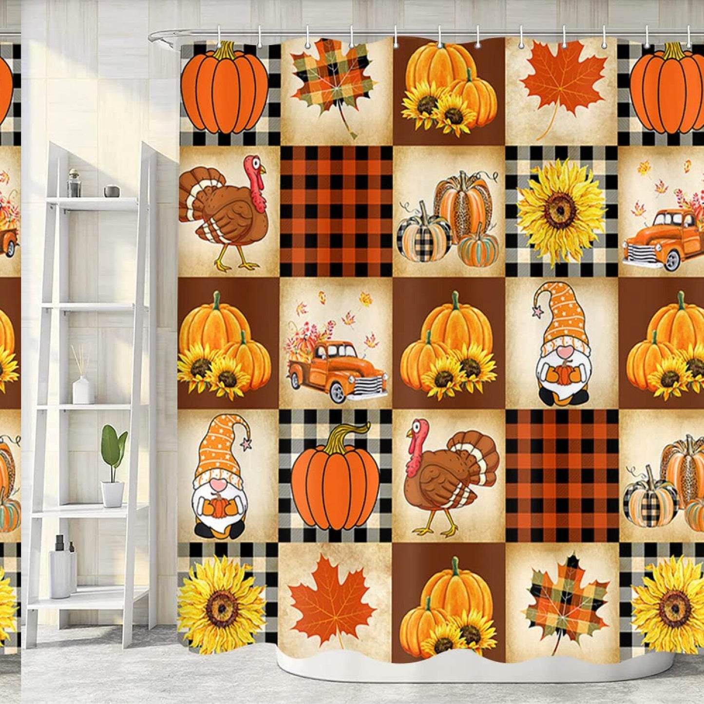 Winter Shower Curtain 72x72in with Cardinal Bird and Snowman